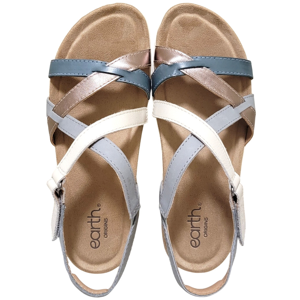 Earth Women Slingback Strappy Sport Sandals Sterling Size US 8.5M Turquoise/Grey - Picture 4 of 6
